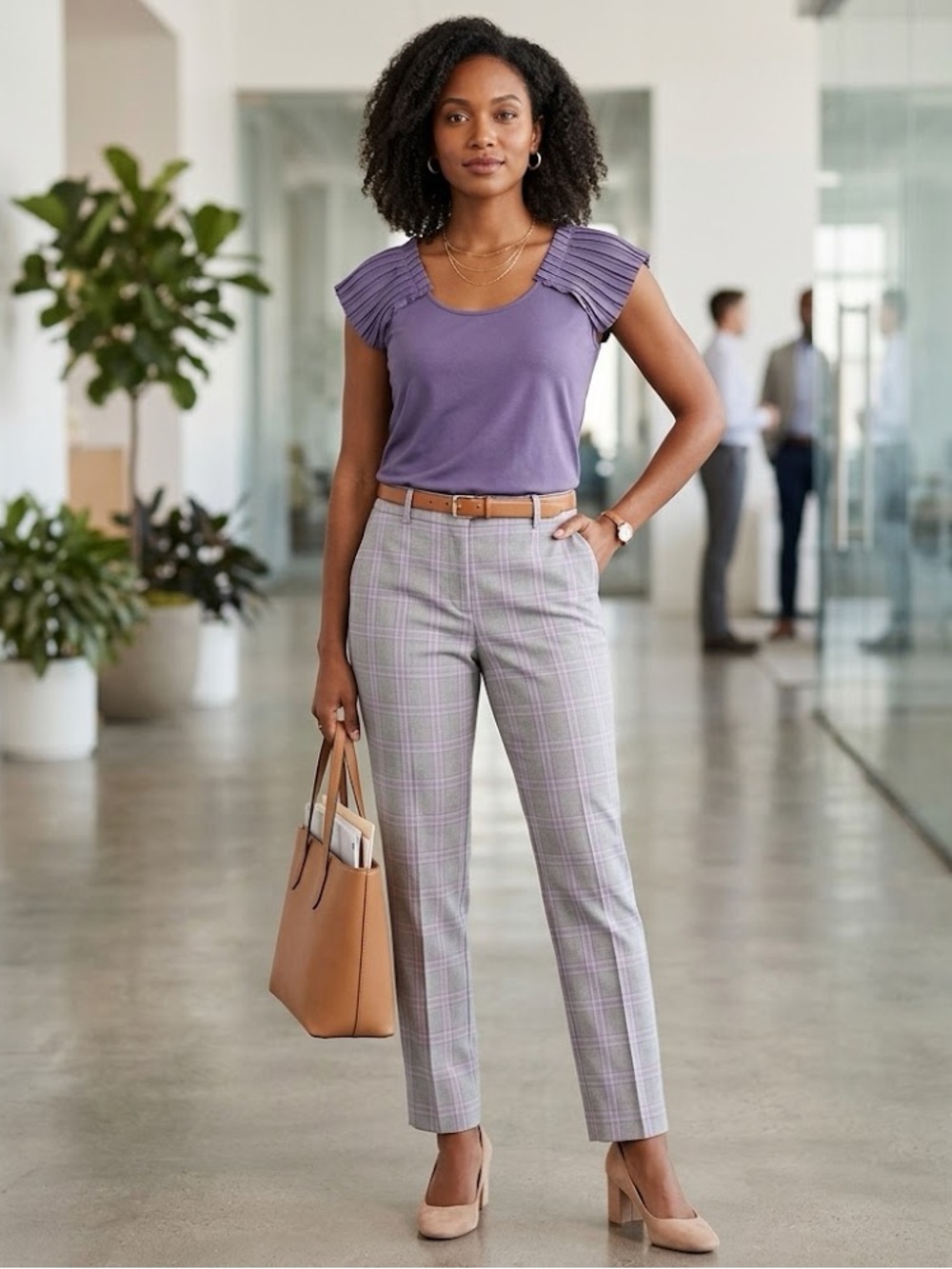 Banana Republic Purple Pleated Business Casual Blouse Size Small